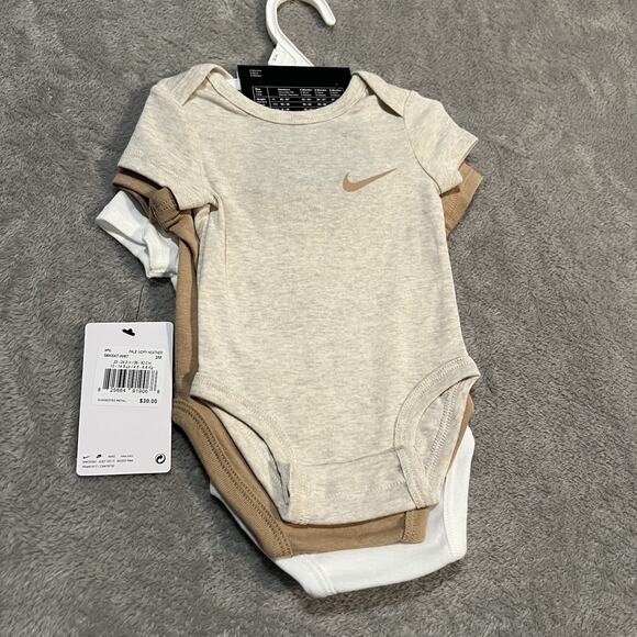 Nike Bodysuits Infant 3M Neutral White Tan 3-Pack One Piece 3 Months - Picture 4 of 4